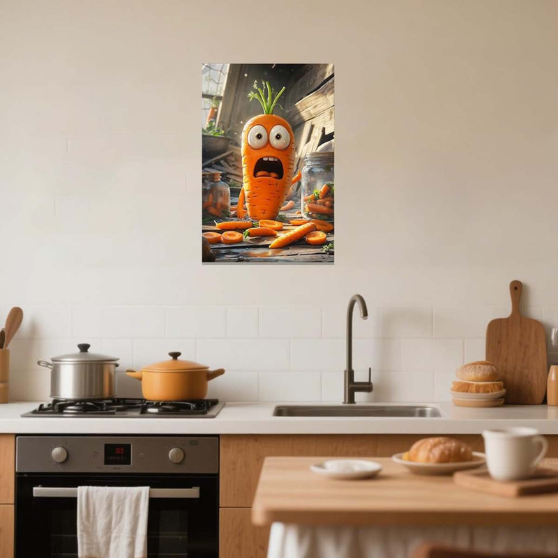 Funny Kitchen Canvas Wall Art Whimsical Food Art Pictures Fruit Vegetable Painting., 45 cm H x 30 cm W