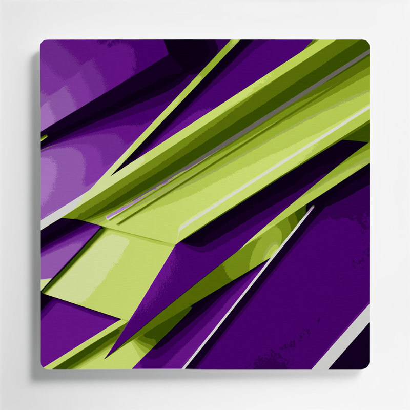 «Geometric Abstraction 49», art mural en métal mauve, H 16 po x l 16 po
