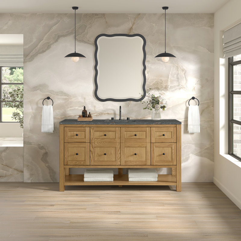 Breckenridge 60'' W Single Vanity, Parisien Bleu Silestone, Light Natural Oak, Widespread