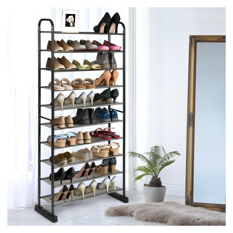 10-Tier Free-Standing Metal Frame Shoe Rack
