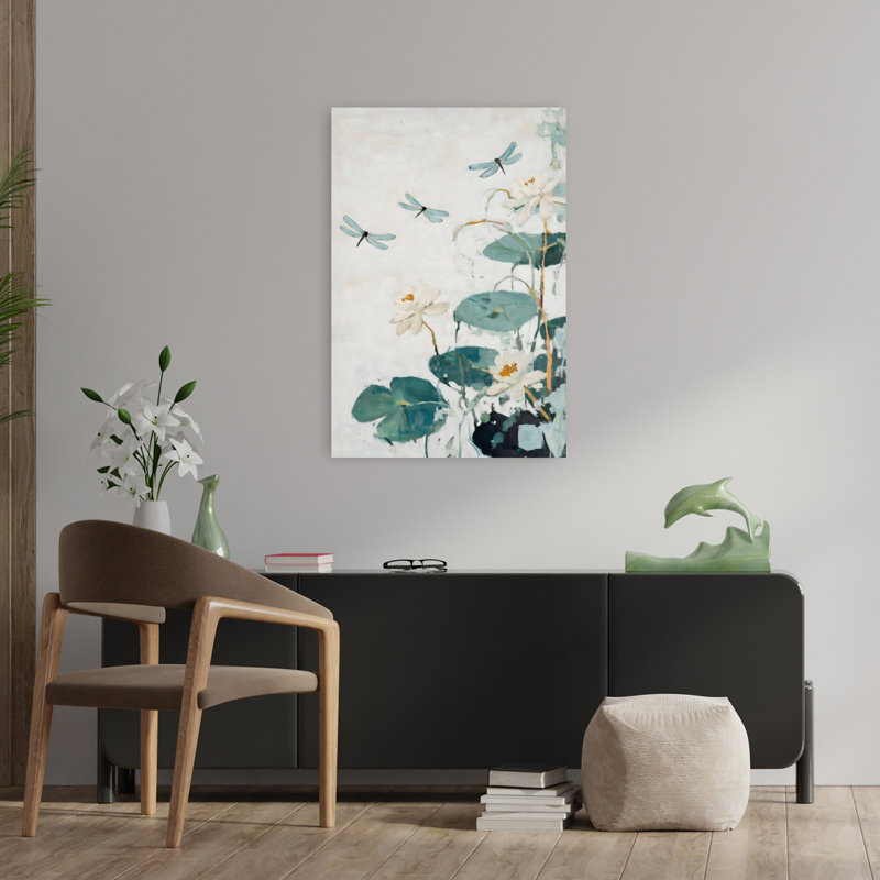 LilyPads, art mural contemporain abstrait, 36" H x 24" W