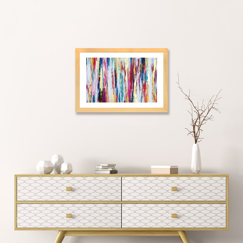 Pensées pleines de couleurs par Nikki Chauhan, H 16 po x l 24 po x P 1 po, Papier encadré de bois naturel