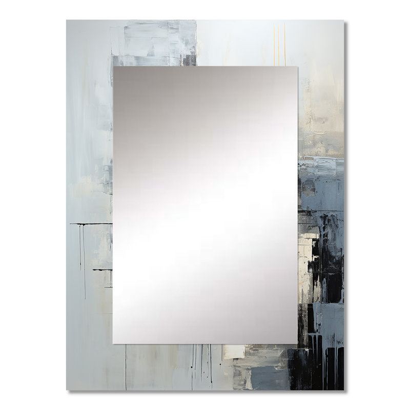 Grey and white Abstract Cityscape 2 - Abstract Collages Large Mirror, Modern Decorative Wall Mirror, Printed Metal Art