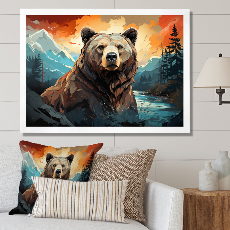 Impression sur toile Balmeet Bear Majestic Geometric II - Bear, H 12 po x l 20 po x P 1 po, Cadre simple blanc