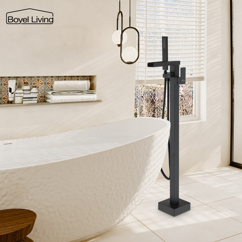 1 Handle Floor Clawfoot Tub Faucet with Diverter, Matte Black