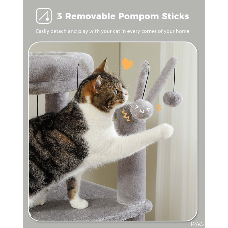 Gray Multi-Level Cat Tree with Hammock and Scratching Post