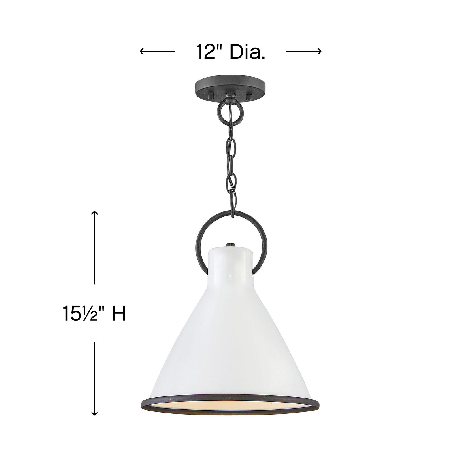 Amara Single Light Metal Dimmable Pendant, Polished White, 15.5" H x 12" W x 12" D