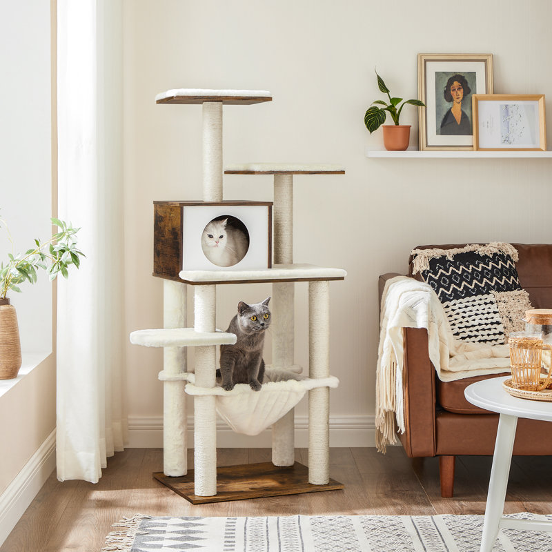 138cm H Cat Tree, Brown/Beige