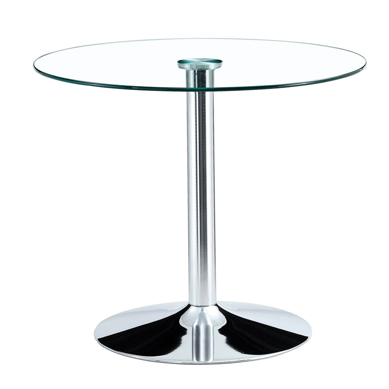Table en verre tendance de 35 pouces avec des composants robustes en métal argenté, Argent argent