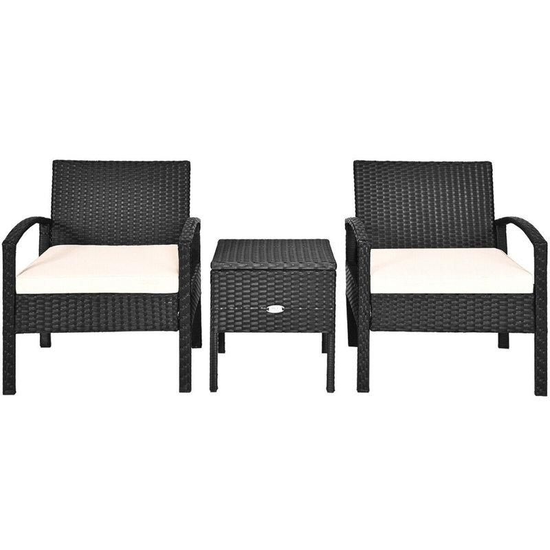 Alaiha Wicker 2 - Person Patio Conversation Set with Cushions