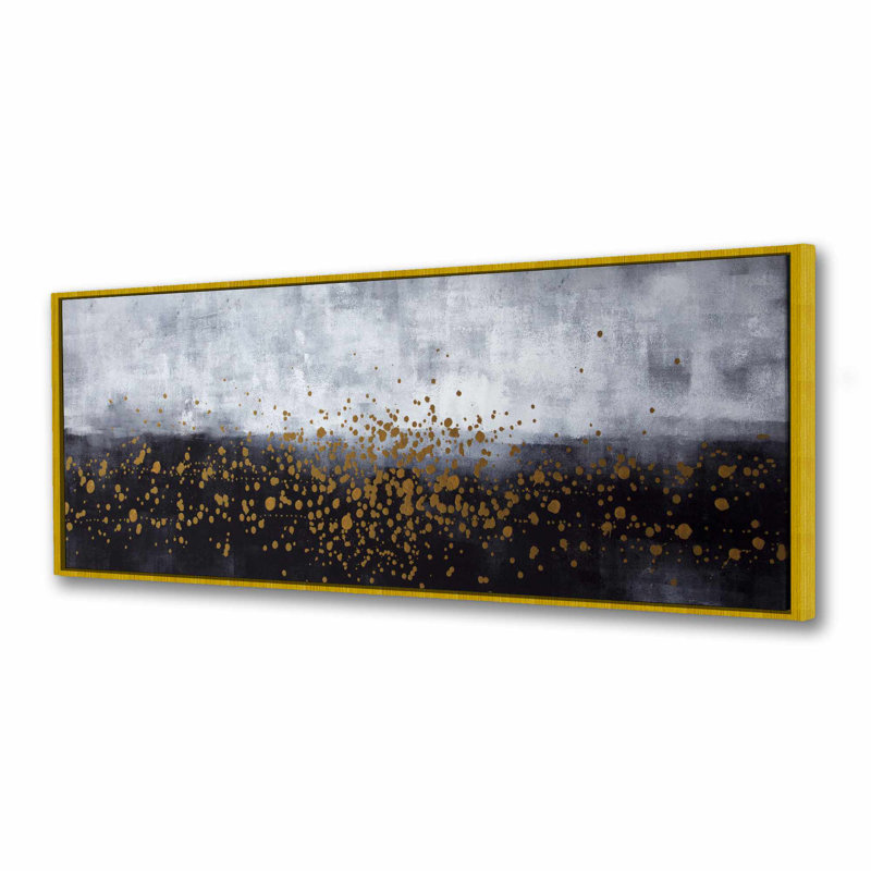 Toile dorée éclaboussée - encadrée noire