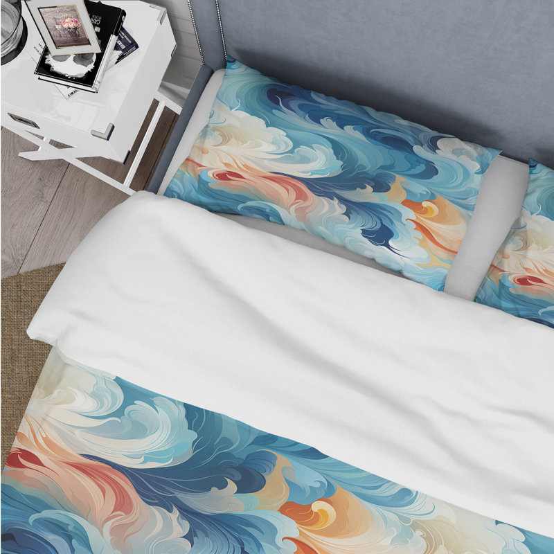 Oceanic Mirage Tropical Pattern I Floral Duvet Cover, King Duvet Cover + 2 King Shams