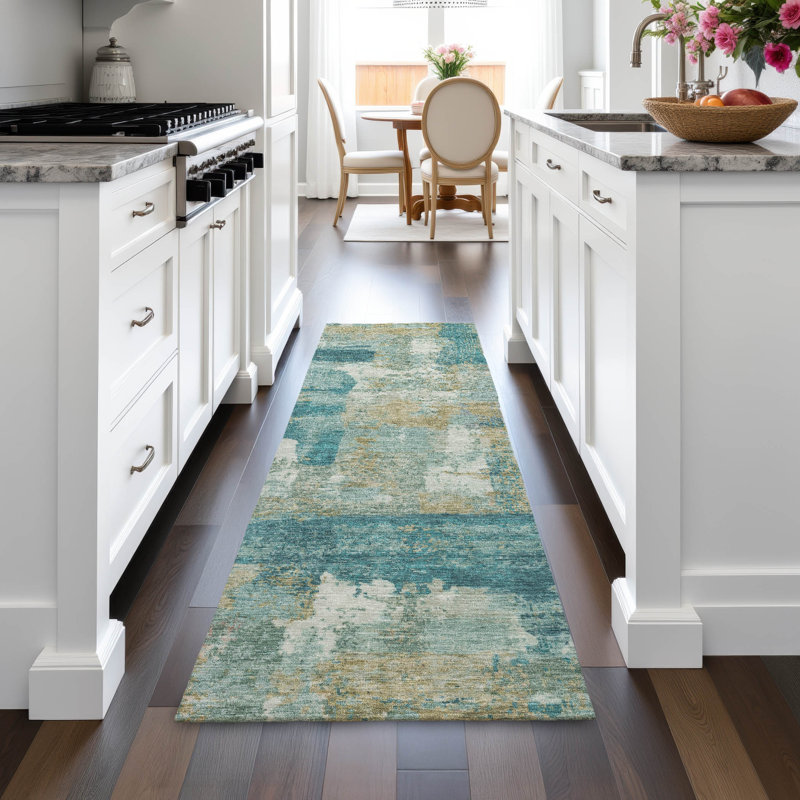 Machine Washable Indoor/Outdoor Meredith ACN2147 Abstract Rug, Tapis de couloir 2 pi 3 po x 7 pi 6 po