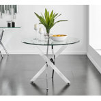 Tierra Luxury Metal and Glass Round Dining Table - Modern Statement Design
