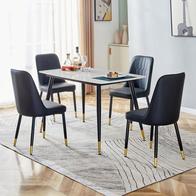 5 piece 50 "Lx 28"W Rectangular Stone Burning Tabletop Set