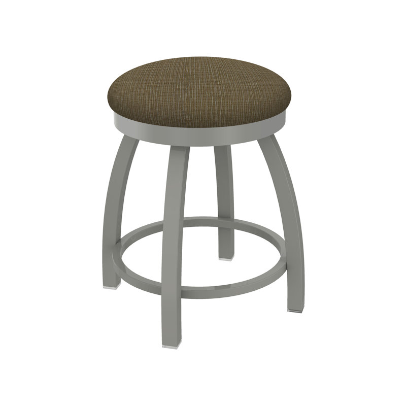 Tabouret de coiffeuse pivotant avec siège rembourré 802 Misha, Nickel anodisé, Tissu liège graphique