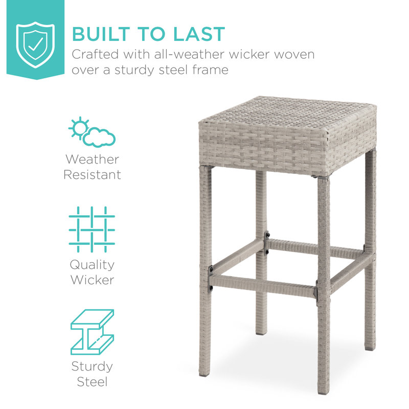 Ausmus Metal Bar Set with Stools, Gray, Gray