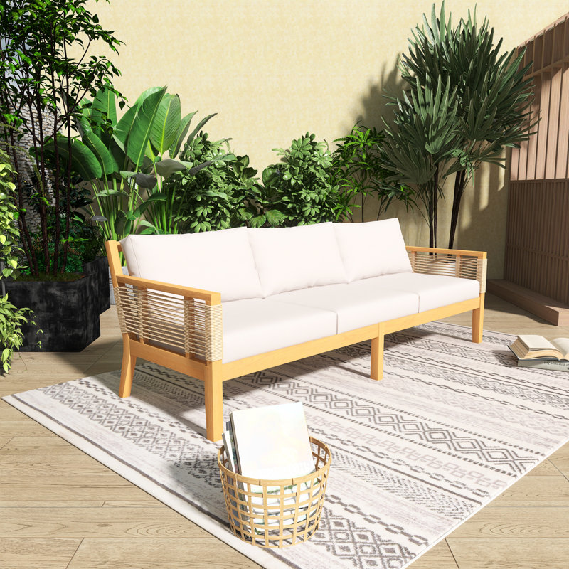 Canapé d'extérieur en bois 75 po avec coussins 75 po