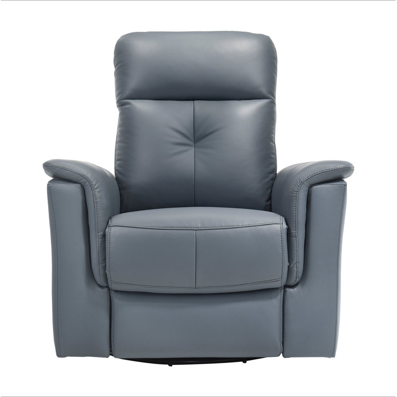Fauteuil inclinable en cuir bleu gris et gris, Bleu gris