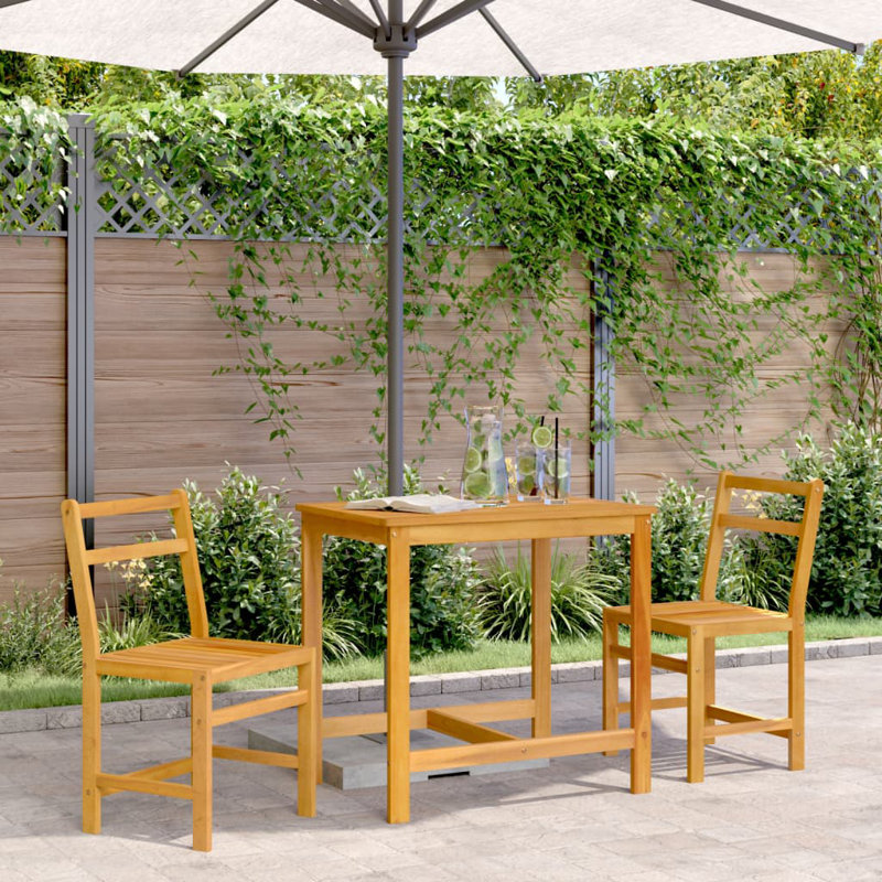  Ensemble de balcon en bois d'acacia naturel compact et en bois d'acacia massif