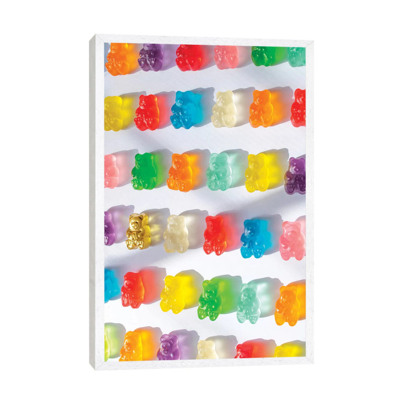 Stained Glass Gummies by Erin Summer - Print on Canvas, White Framed, 101.6cm H x 66.04cm W x 3.81cm D