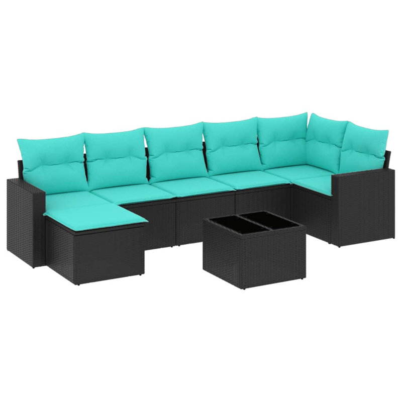 Ensemble de canapé de patio 8 pièces avec coussins pour l'extérieur, Sarcelle