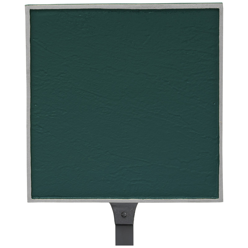 Plaque de plaque d'adresse carrée classique avec piquet de pelouse, Vert forêt / Argent, Oui