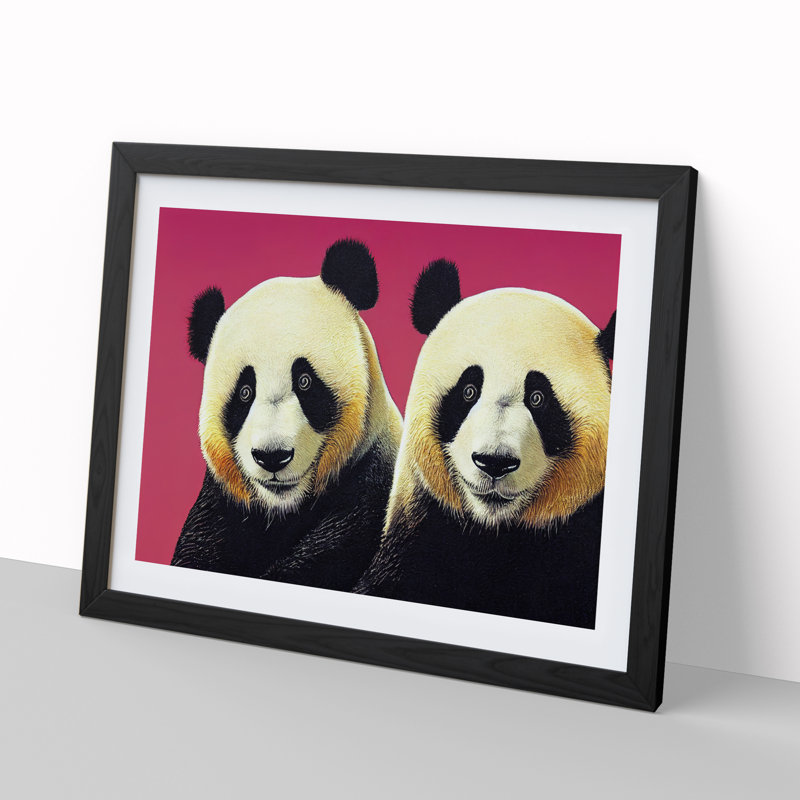 Splendid Pandas - Framed Print, Black, 46cm H x 64cm W x 2cm D