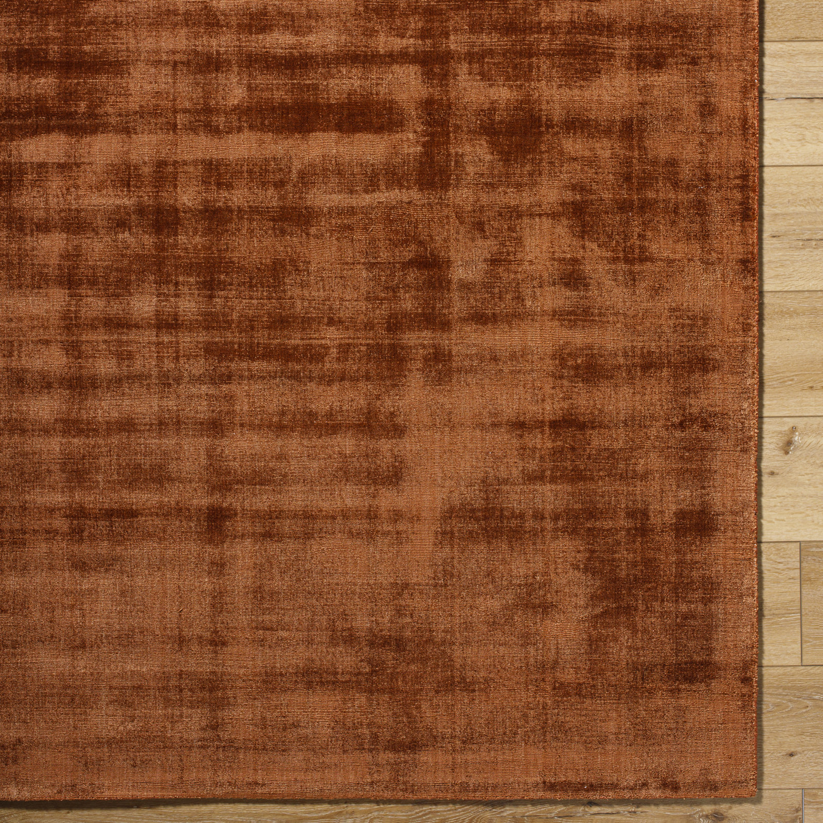 Fennel Hand Loomed Viscose Orange Rug, Rectangle 6' x 9'
