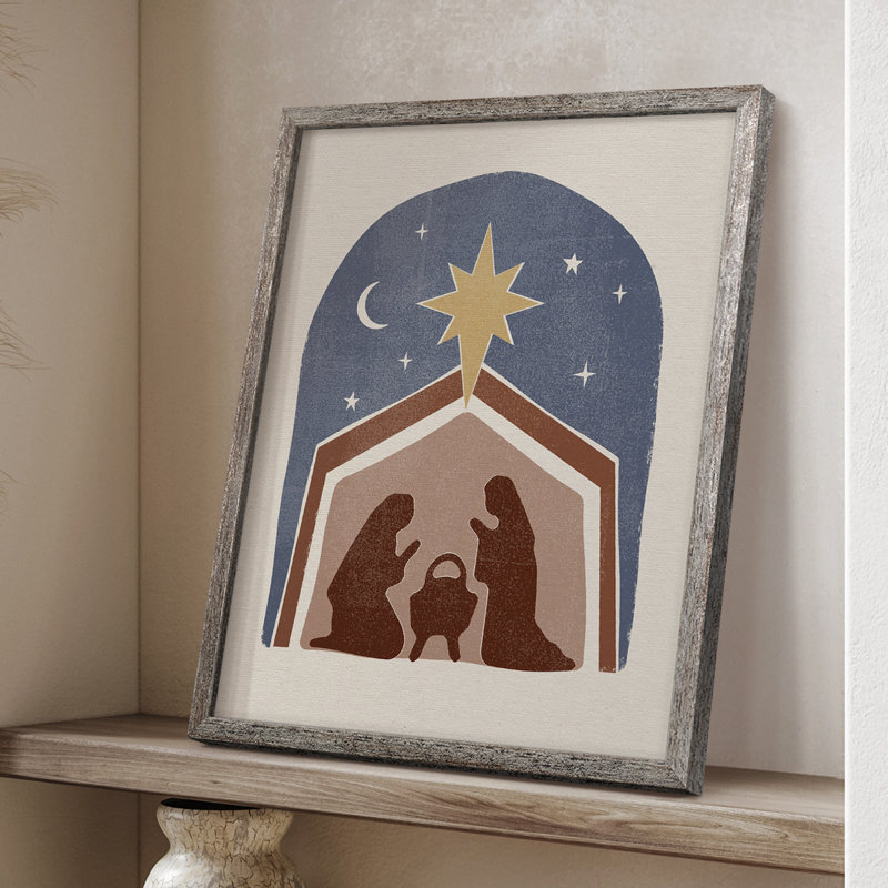 Boho Nativity I Framed Print - Solid Wood, 11" H x 9" W