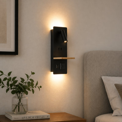 Luminaire mural à 2 lumières avec tablette et port de charge Swing Led