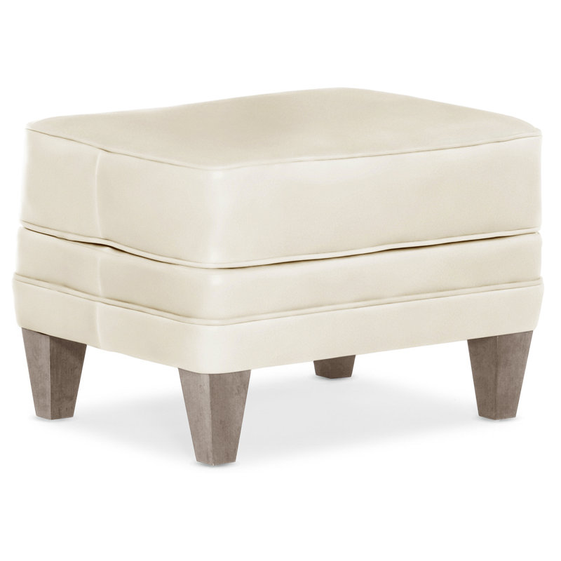 Willow Upholstered Ottoman, Stone, Aline Fumo Genuine Leather