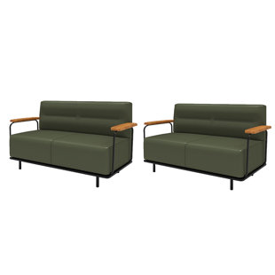 Green Faux Leather Upholstered Bench Set Of 2 Faux Leather Upholstered Bench