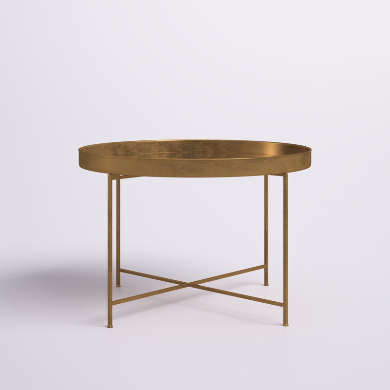 Dina Lift Top Cross Legs Coffee Table, Gold, Mirror