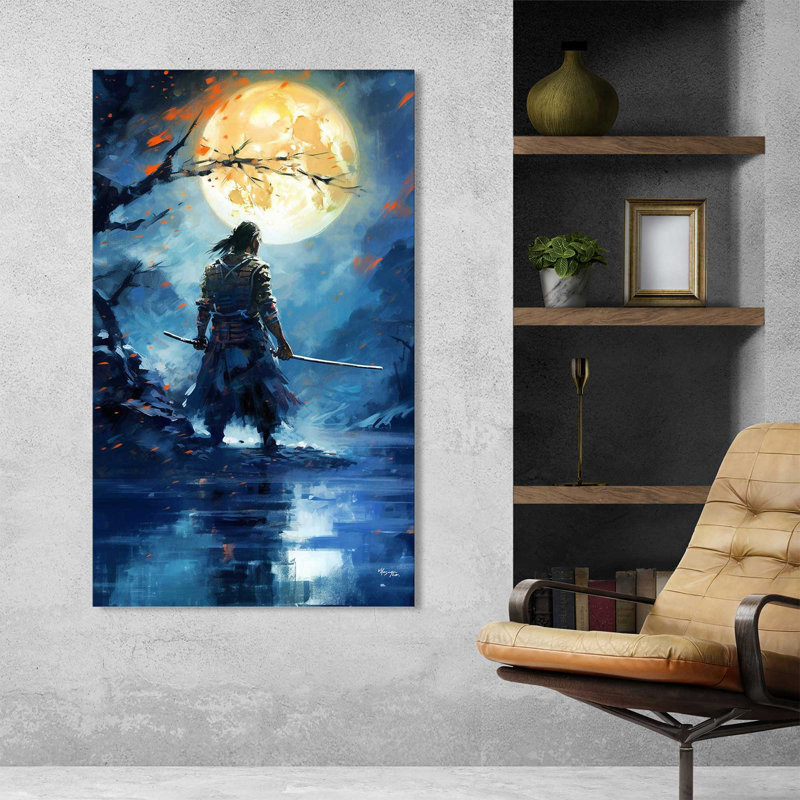 Samouraï, une puissante caste militaire féodale au Japon V2 - Peinture de toiles tendues, H 72 po x l 42 po x P 1,5 po