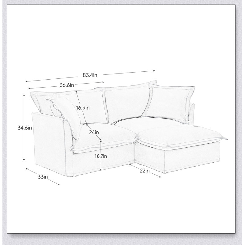 Canapé modulaire convertible confortable avec coussins détachables et repose-pieds, parfait pour les sièges polyvalents et la détente.