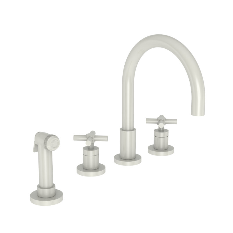 East Linear Double Handle Kitchen Faucet with Side Spray, Venetian Bronze, Cross