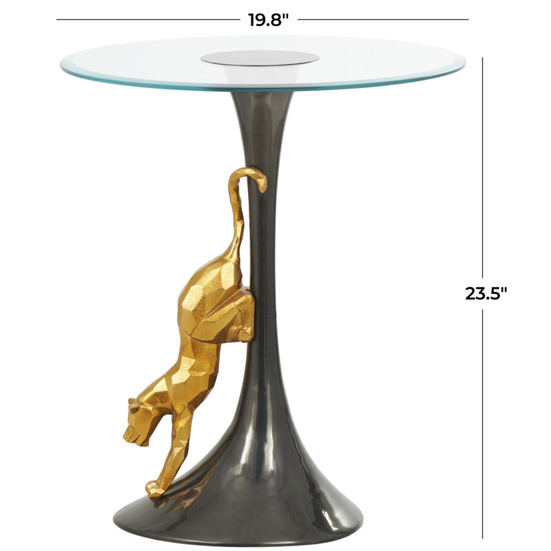 Table de bout abstraite en verre Annamarra de 23,5 po de hauteur