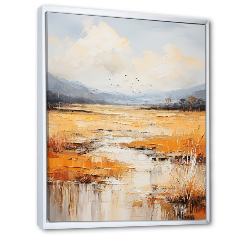 Champs infinis, minimalisme, prairies, H 32 po x l 24 po x P 1 po, Cadre flottant blanc