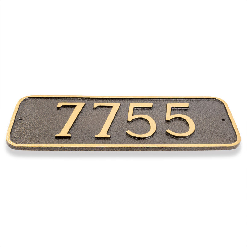Rectangle Address Sign, Yes, Black/Gold