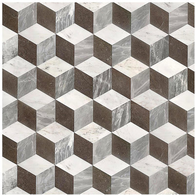 Marbre hexagonal à jet d'eau, blanc, gris, noir, 3 couleurs, marbre naturel, pour plancher et mur, carrelage en marbre poli, pierre naturelle, marbre véritable, marbre véritable, 1 boîte de 12 pièces