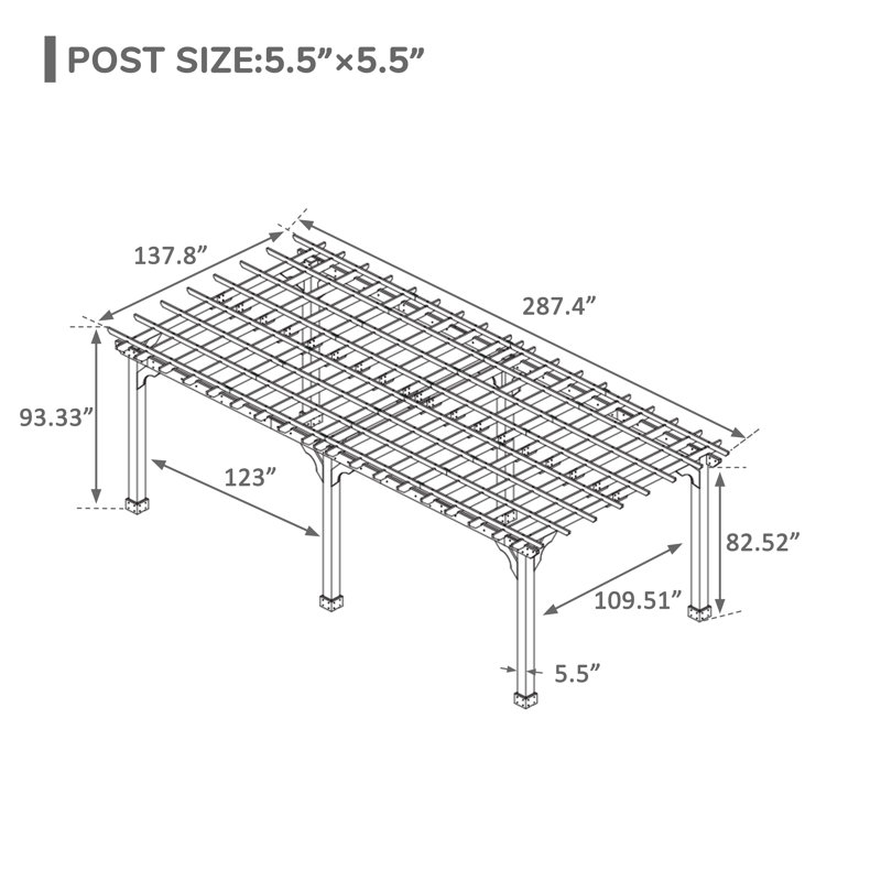 12 pi. X 24 pi Pergola en bois massif