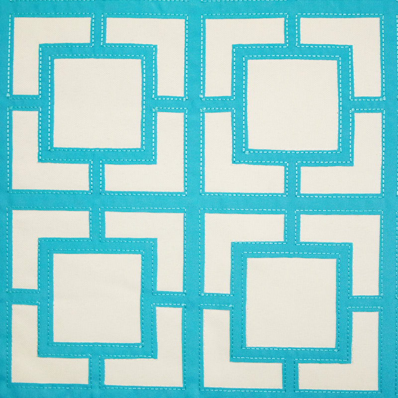 Appliqued Indoor/Outdoor Reversible Throw Pillow, Aqua