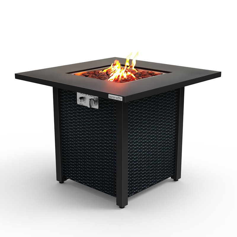 Square Iron Propane Smokeless Fire Pit Table with Lid