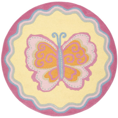 Tapis rose / jaune en laine touffeté à la main Bassirou