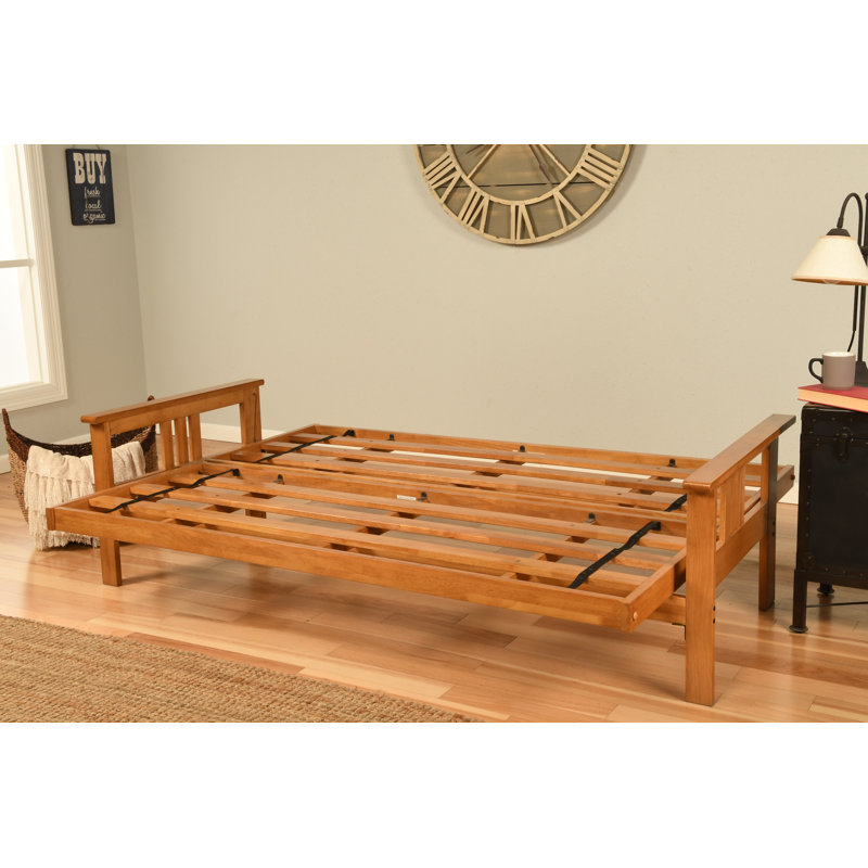 Stratford Full 79" Futon Frame and Mattress, Oregon Trail Java Faux Leather, Barbados