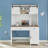 Multi-function 47" Farmhouse Executive Desk, Computer Desk with Charging Sockets, 2 Drawers, 3 Storage Cabinets and 2 Open Shelves