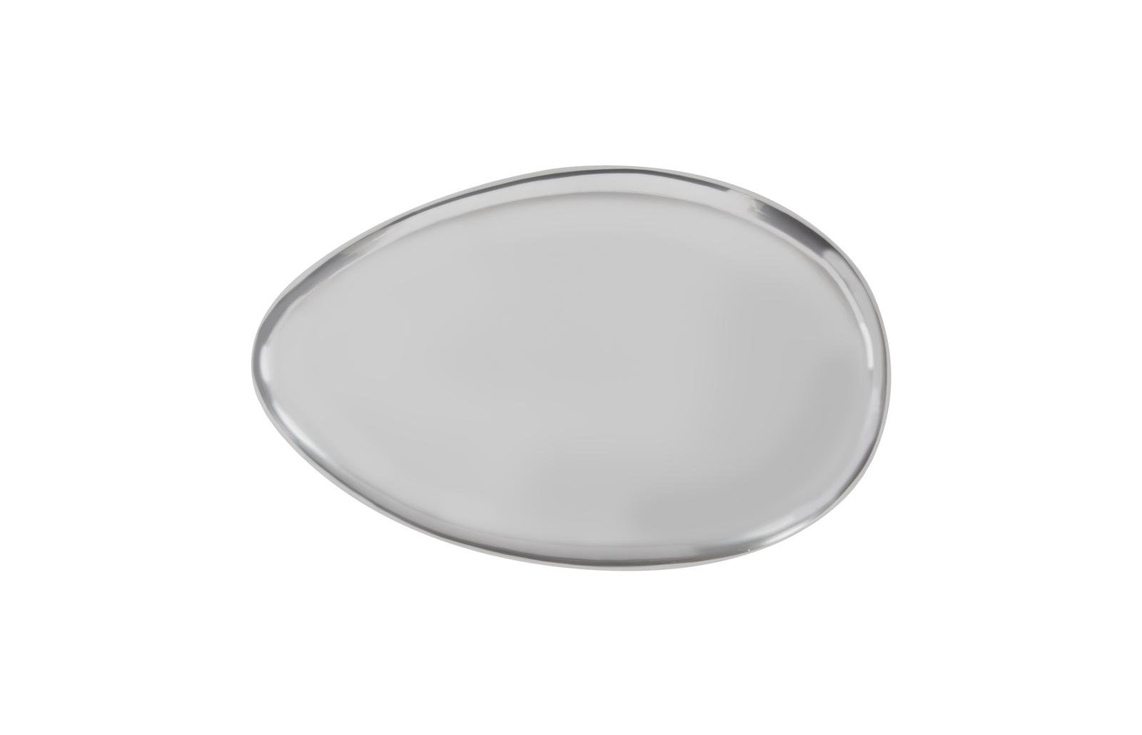River Stone Solid Coffee Table, 16" H x 54" L x 34" W, Liquid Silver