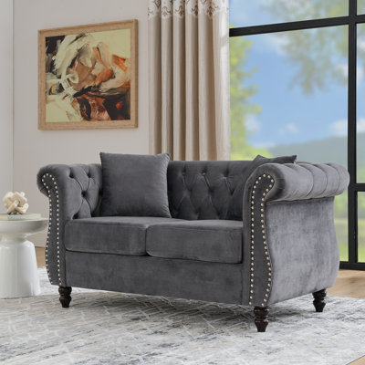 3-Seater + 2-Seater Combination Sofa.Grey Velvet(W834S00069+W834S00113)