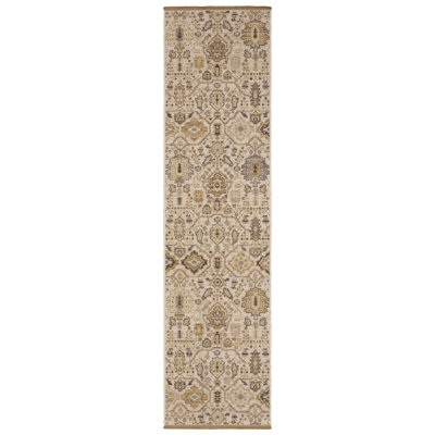 Kuester Old World Nomadic Beige/ Gold Wool Blend Area Rug